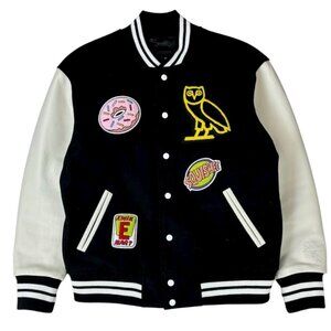 OVO x The Simpsons Varsity Jacket Leather Sleeves Black | Men’s M